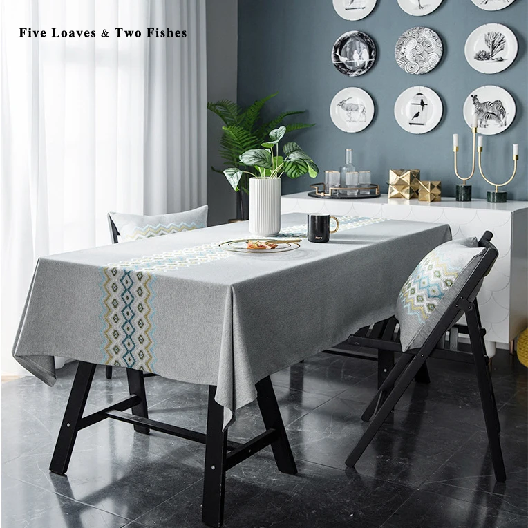 Популярная Хлопковая полосатая Рождественская скатерть с трехмерной вышивкой