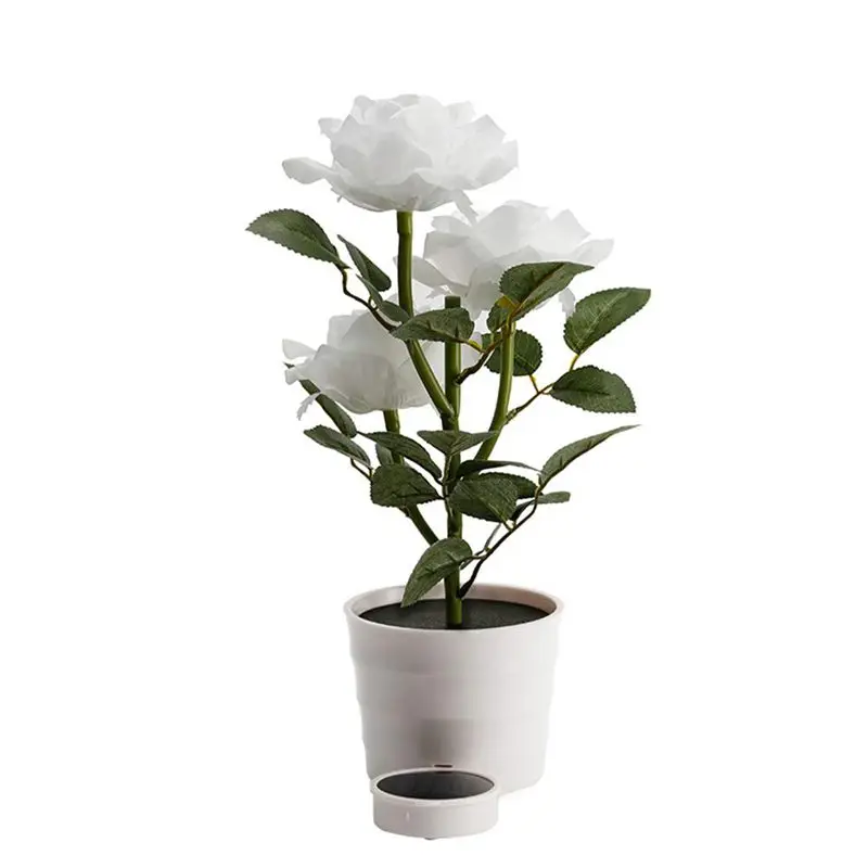 Светодиодные искусственные растения Роза балкон газон сад настольная лампа дома