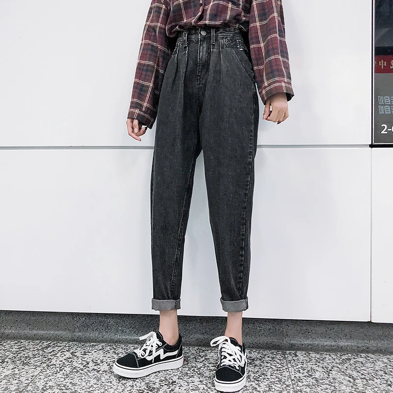 2020 Women's Jeans Mom High Waist Jean Pants Ropa Mujer Female Clothes Regular Solid Loose Pencil Trousers P9323 | Женская одежда
