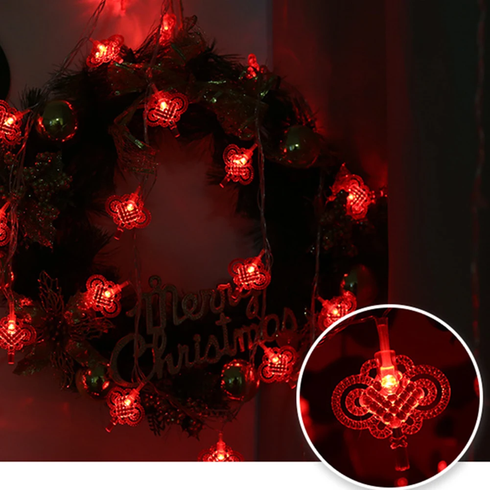 

1.5m Traditional Chinese Knot Red Lantern 10LED String Light Chinese New Year Decor Hanging Cage Lampshade Ceiling Light