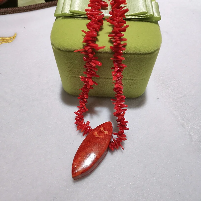 

JYX Charming Coral Chain Iregular grass coral with red Coral Necklace new style 17.5"