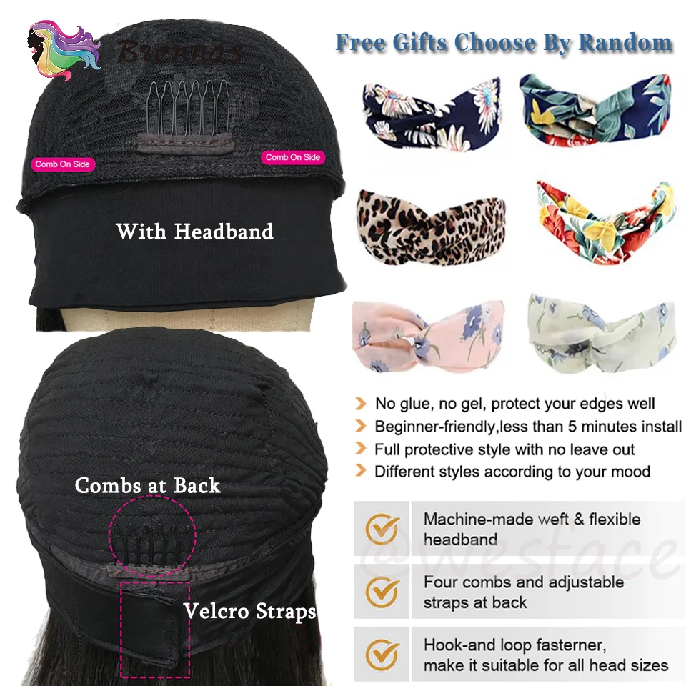 

Headband Wigs Ombre Highlight Curly Human Hair Wig P4/27 Color Glueless Machine Made Wigs Brazilian Natural Hair Wig Remy Hair