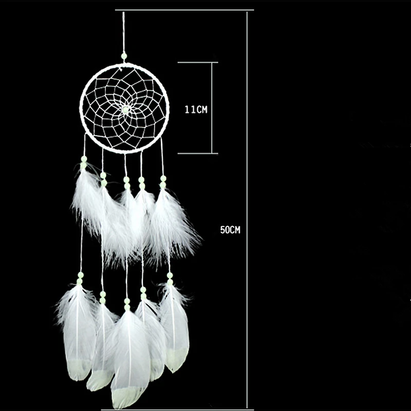 Модный флуоресцентный Ловец снов Серебристый колокольчик ветер перо подвесной