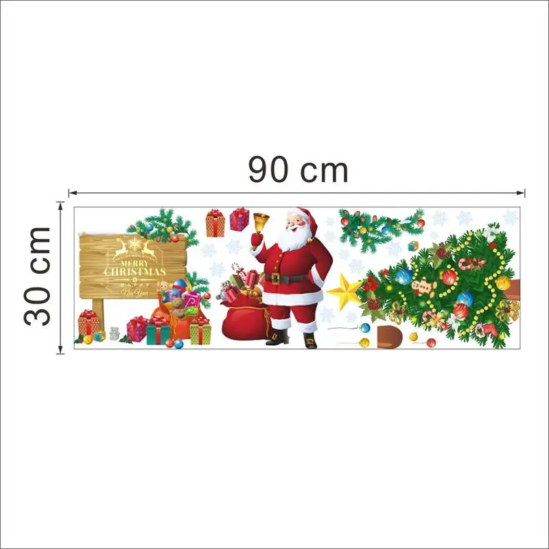 Merry Christmas Wall Stickers For Santa Claus Decoration Gifts Tree Window PVC Decor Glass Decals Xmas Mural DIY Art Poster | Дом и сад