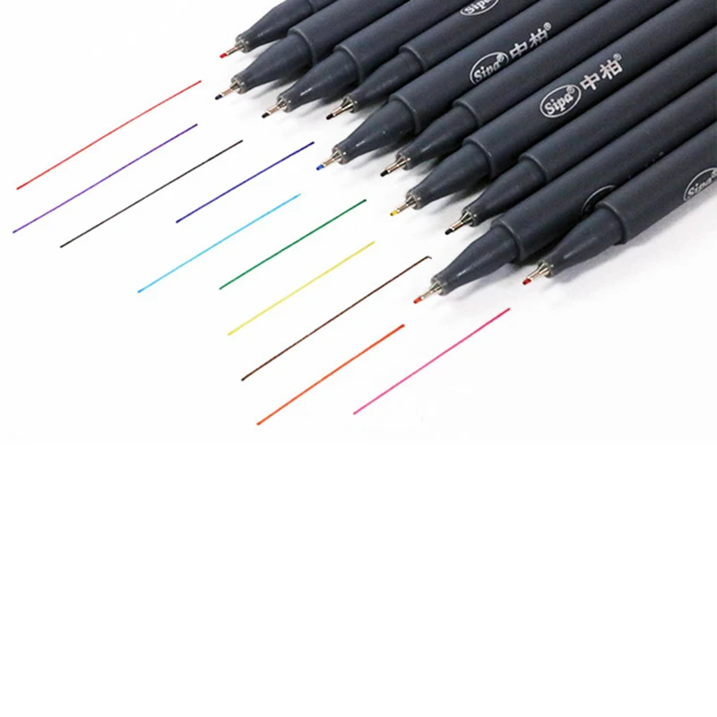 10 шт./лот набор пластиковых ручек 0 38 мм тонкая линия ручка для рисования маркеры с