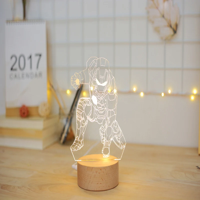 Мстители светодиодный светильник для стола 3D Железный человек ночной Светильник