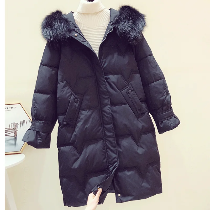 

Cotton Jacket Autumn Winter Women's Hooded New Fashion Thicken Solid Color Warm Loose Female Simple Padded Mid-length Jacket