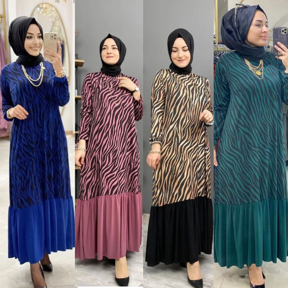 

2021 Eid Mubarak Muslim Fashion Women Elegant Gown Dubai Turkish Abayas Kaftan Dress African Print Plus Size Boubou Kimono
