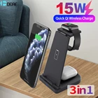 Беспроводное зарядное устройство Qi 15 Вт для Apple Watch 6 7 Airpods Pro 3 в 1, подставка для быстрой зарядки для iPhone 13 12 11 XS XR X 8 Samsung S20 S10