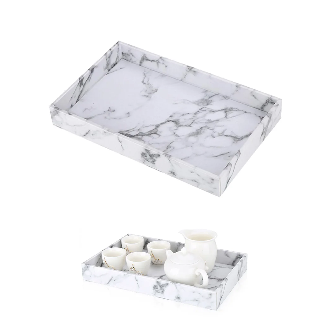 Сервировочный поднос из искусственной кожи с мраморным принтом для ресторанов