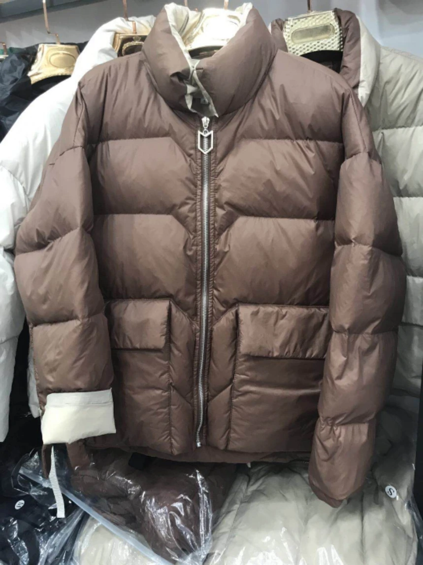 

2020 Winter Light Down Jacket Coat Women Stand Collar 90% White Duck Down Coat Casual Loose Autumn Outwear Bread Oversize Parkas