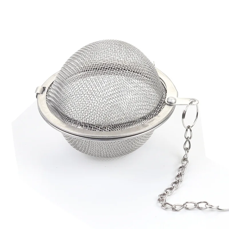 

1PCS 5 Size Stainless Steel Tea Infusers Sphere Locking Spice Ball Strainers Mesh Tea Leaf Filter band chain Kitchen Accessories