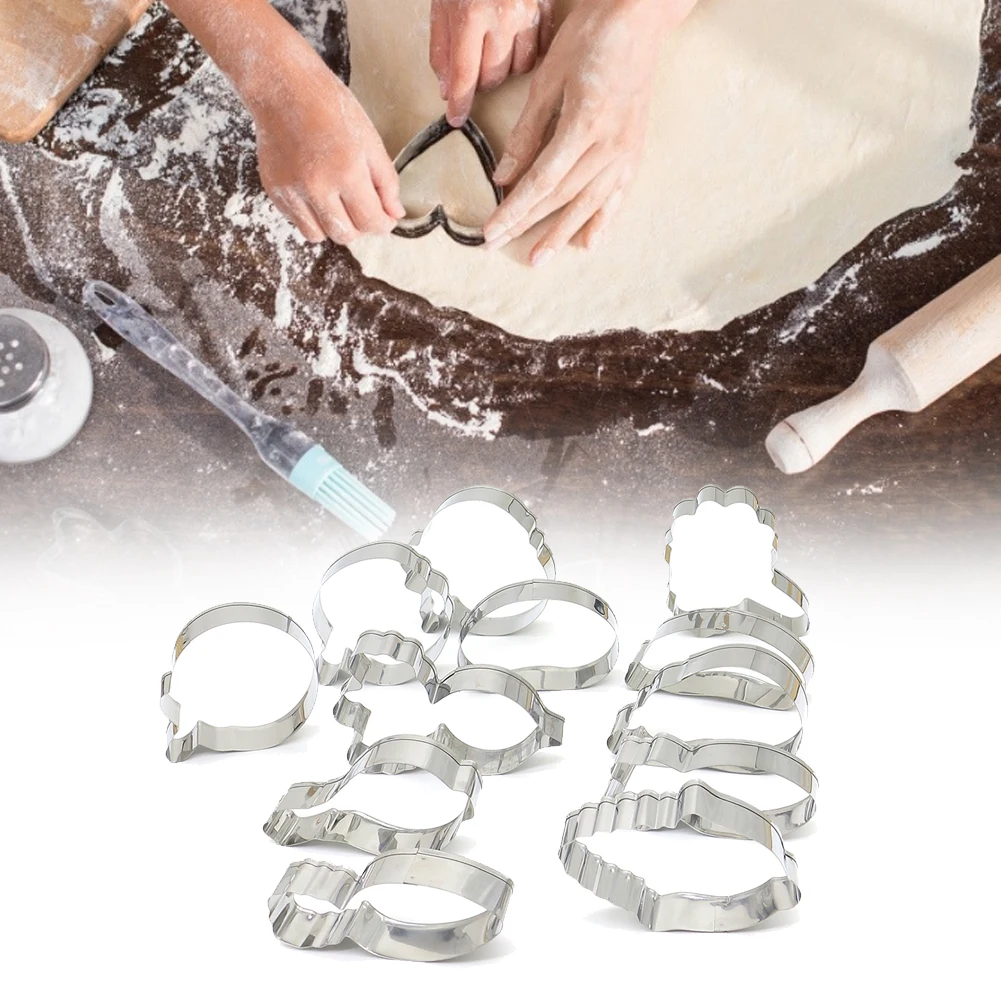 

12pcs/set Stainless Steel Cookie Biscuit DIY Mold Star Heart Round Flower Shape Cutter Baking Mould Tools Kitchen Accessories