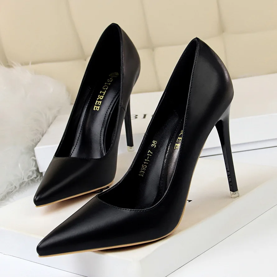 

10.5 CM PUMPS Fashionable simple women's shoes with thin high heels, high heels, high heels, shallow mouth, pointed sexy shoes