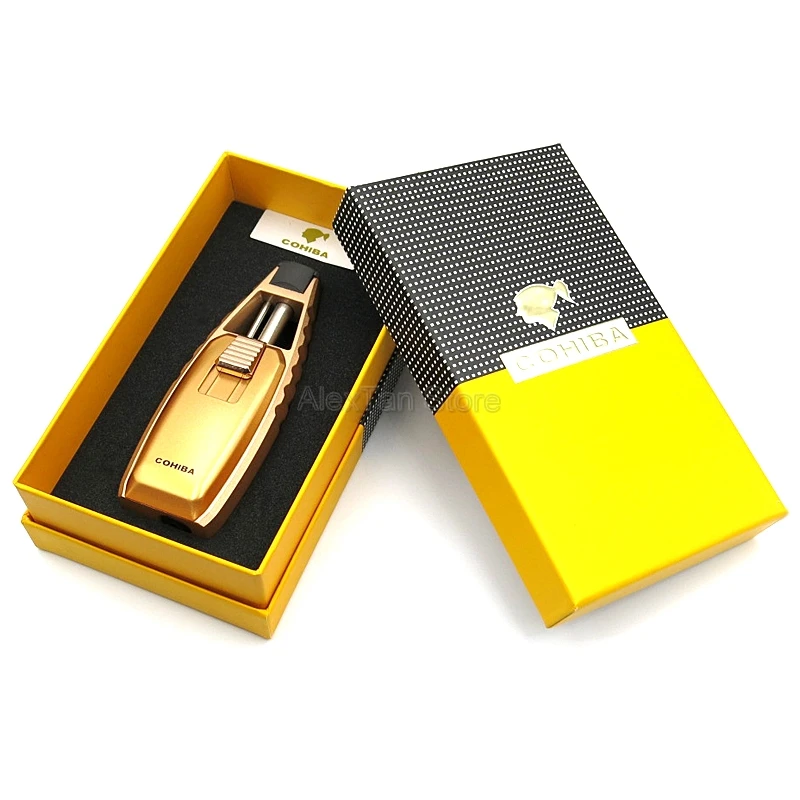 Высококачественный фонарь COHIBA, зажигалки, ветрозащитная 1 струйная многоразовая зажигалка, креативный пистолет, регулируемая Зажигалка для сигар