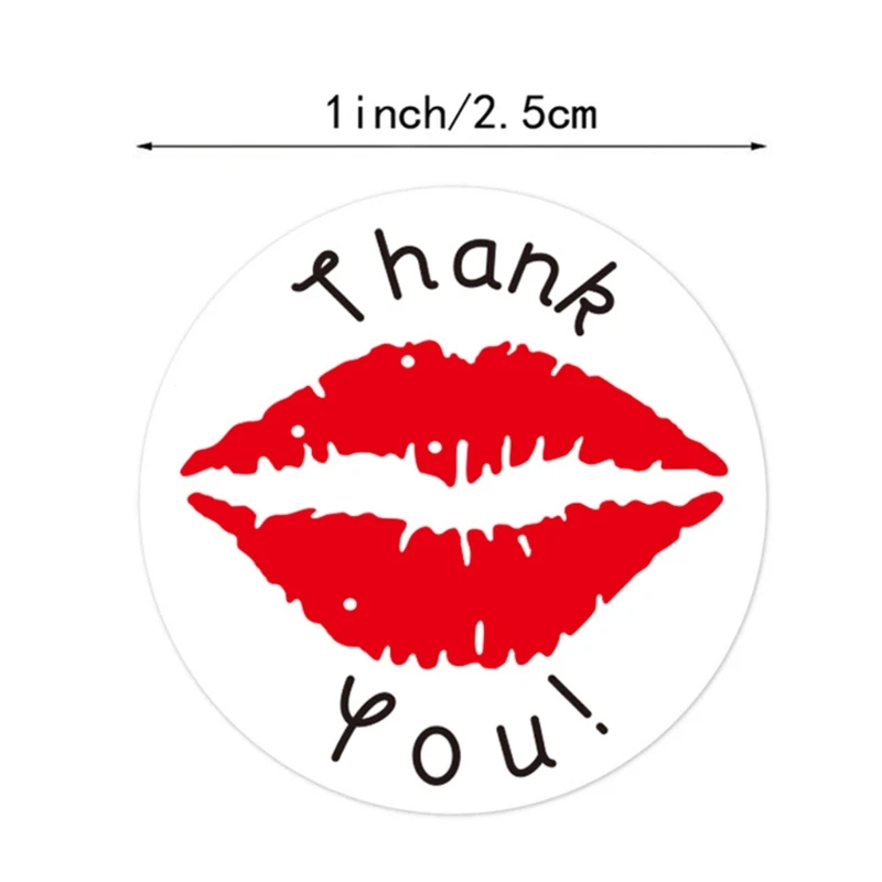 

500pcs Lips Thank You Stickers Round Seal Labels Handmade Sticker for Candy Gift Box Packing Bag Wedding Thanks Stickers