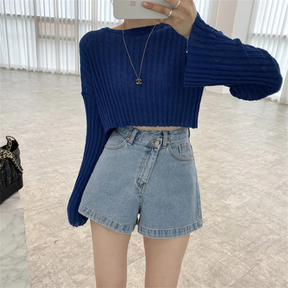 

2021 Flare Sleeves Pullovers Sweaters OL Fashion Solid High Waist Hot Women Tops Mujer Knitted Casual Outwear Autumn