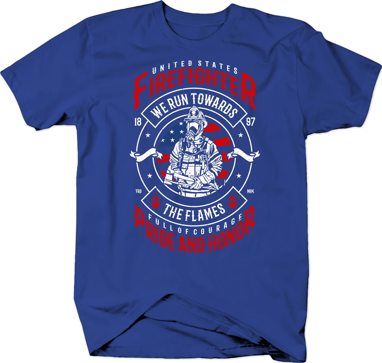 

United States Firefighter Pride and Honor Runs Towards Flames Tshirt Mens