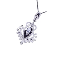 trendy luxury jewelry flower peacock pendant plated pt950 platinum necklace necklaces for women gothic jewelry necklace