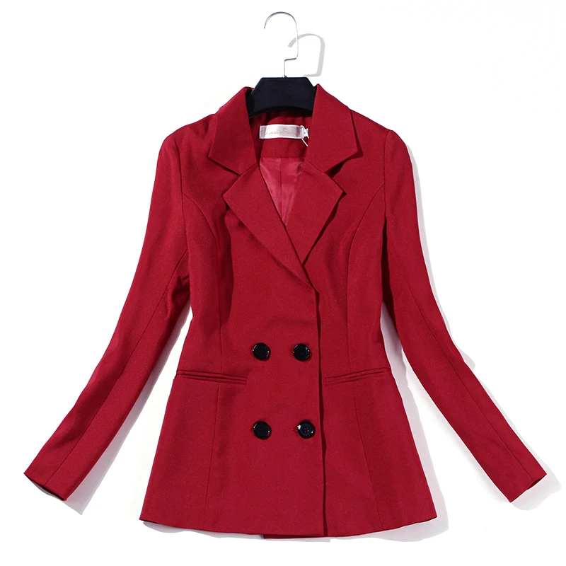 Женский костюм с брюками профессиональный офисный модный двубортный красный