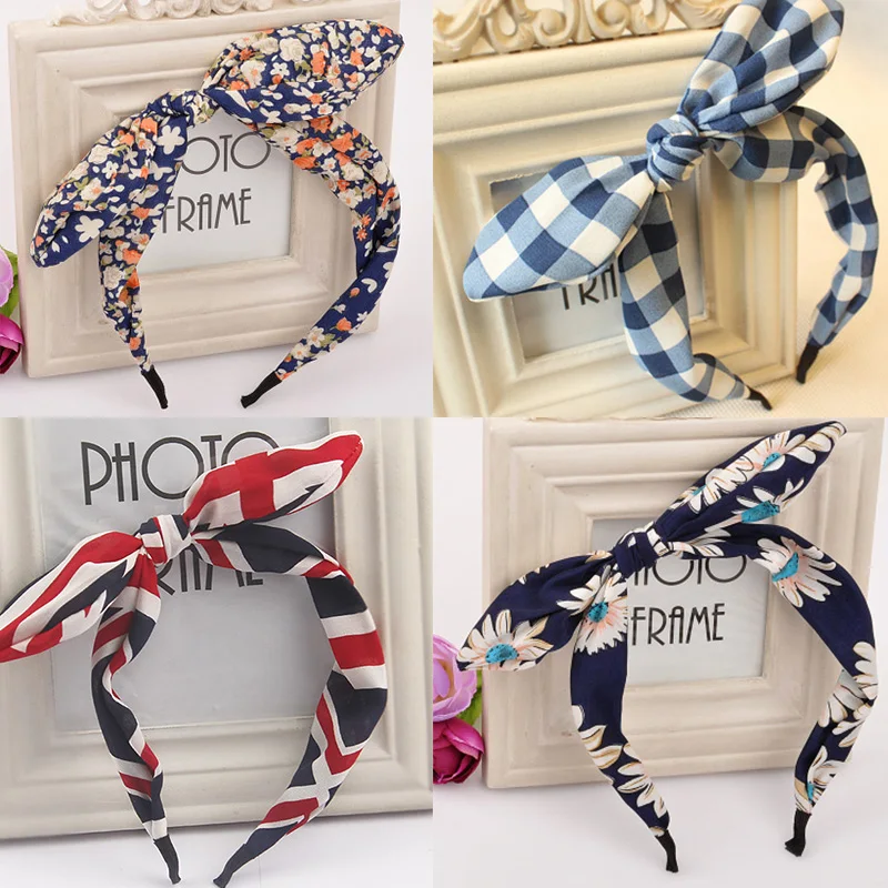 Модная Цветочная повязка на голову с бантом для женщин и девочек Корейская