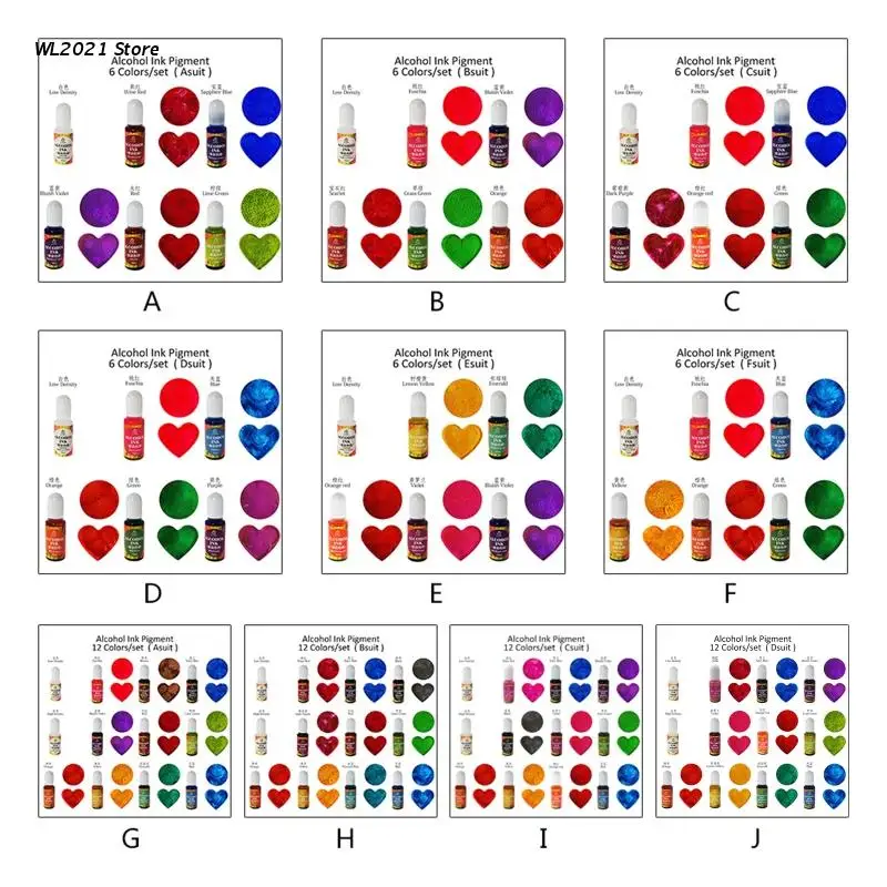 

G5GC 6/12 Colors Epoxy Pigment Liquid Colorant Dye Ink Diffusion Resin Jewelry DIY