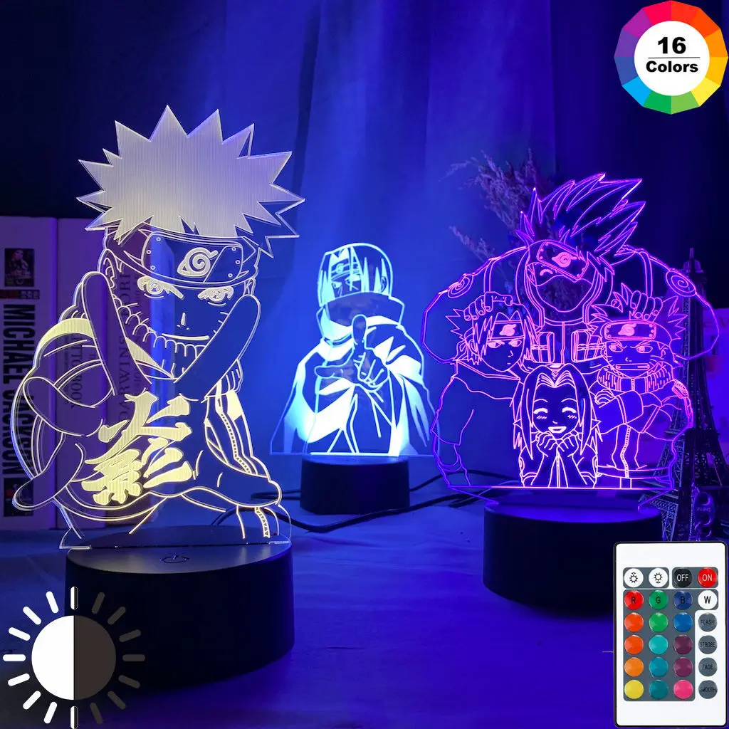 

Anime Naruto Uzumaki Led Night Light Team 7 Sasuke Kakashi Hatake Kids Bedroom Nightlight Itachi Uchiha 3d Lamp Children Gifts