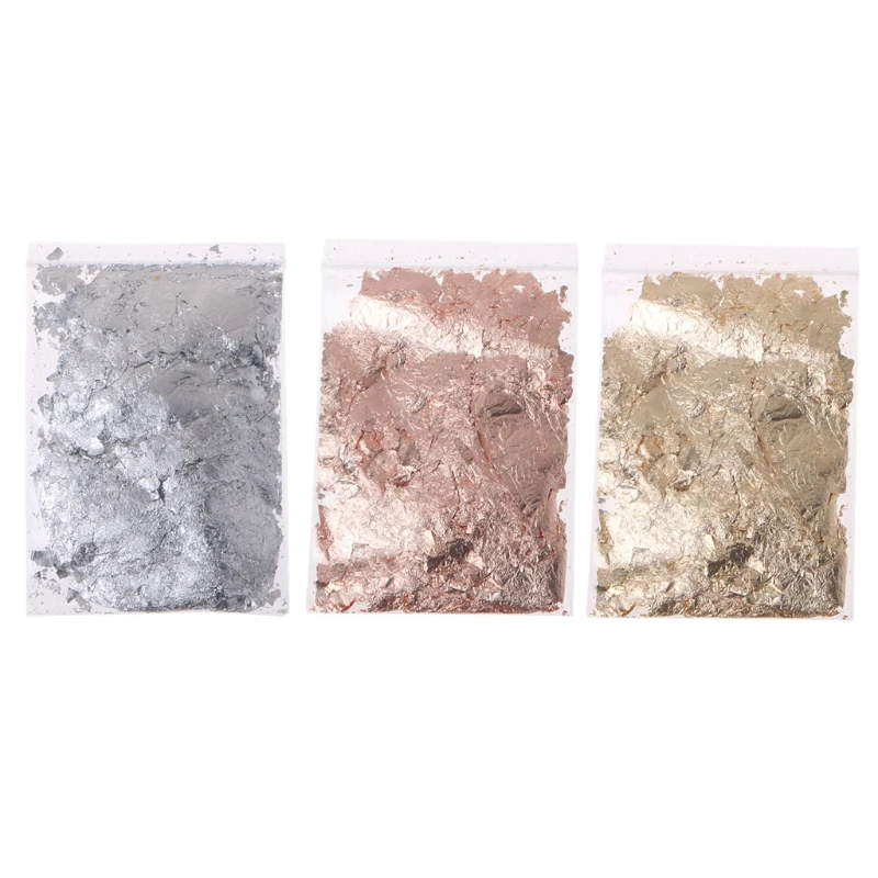 

Metallic Foil Flakes Set for Slime and Resin Jewelry Making Metal Leaf for Nails Painting Crafts with Imitation Gold