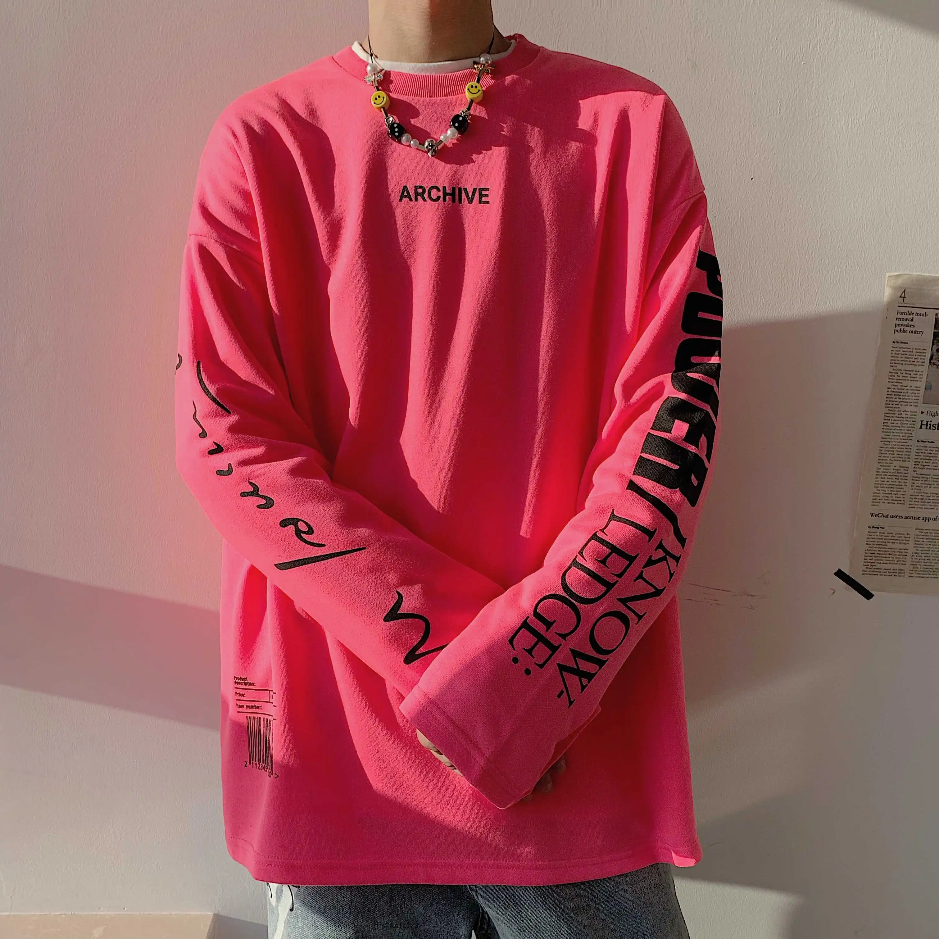 

2019 Autumn And Winter New Korean Version Of The Couple Europe And The United States Loose Letter Print Pullover