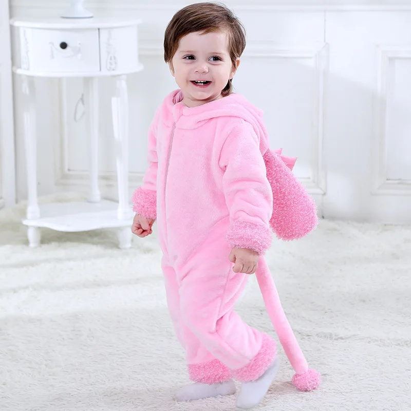 Одежда для маленьких девочек зимние комбинезоны с розовой собакой комбинезон 2019