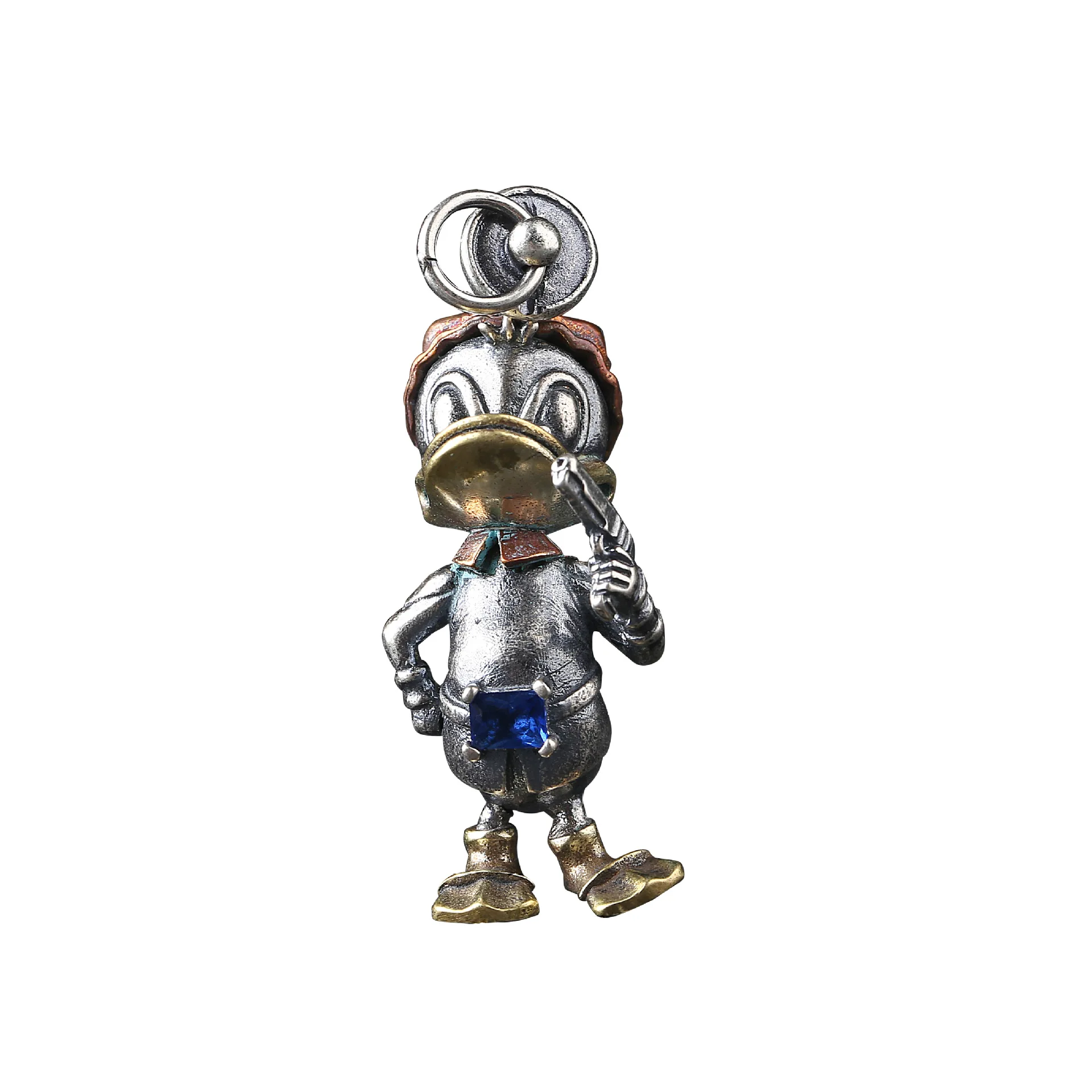 

Really 100% s925 sterling silver Donald Duck fashion cute style classic color and color separation hang