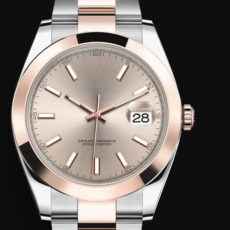 

Высококачественные автоматические мужские механические роскошные часы 41 мм браслет из нержавеющей стали розовое золото сапфировое стекло