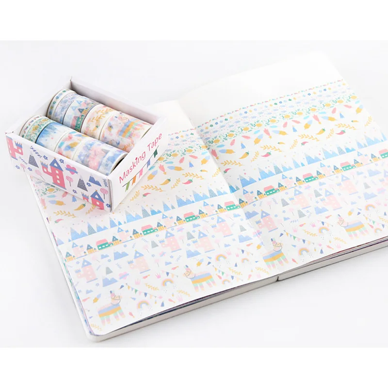 

10Rolls Multi-color Pattern Tape Scrapbooking Decorative Adhesive Tapes Paper DIY Stationery Stickers Labels