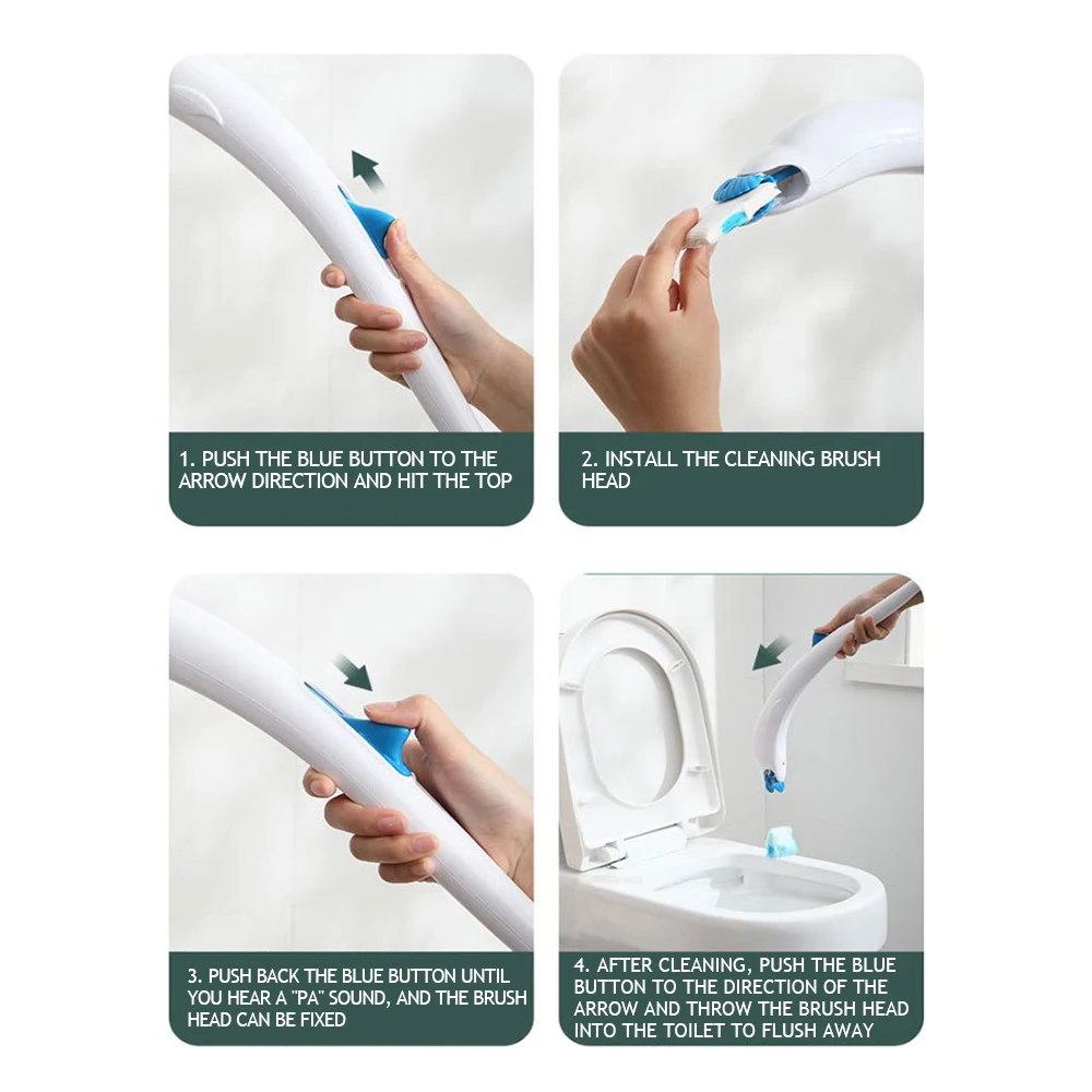 Одноразовая щётка для туалета набор чистки скруббера с 12 сменными бумажными