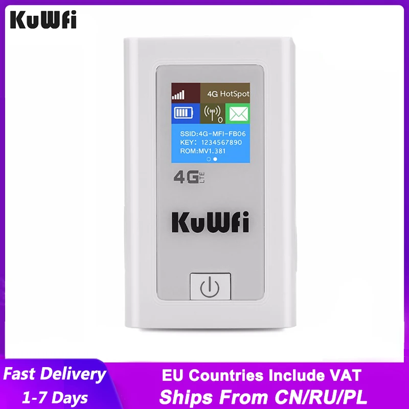 KuWFi 150 Мбит / с роутер wi fi сим картой Мобильное устройство точкой доступа Wi-Fi 5200 мАч