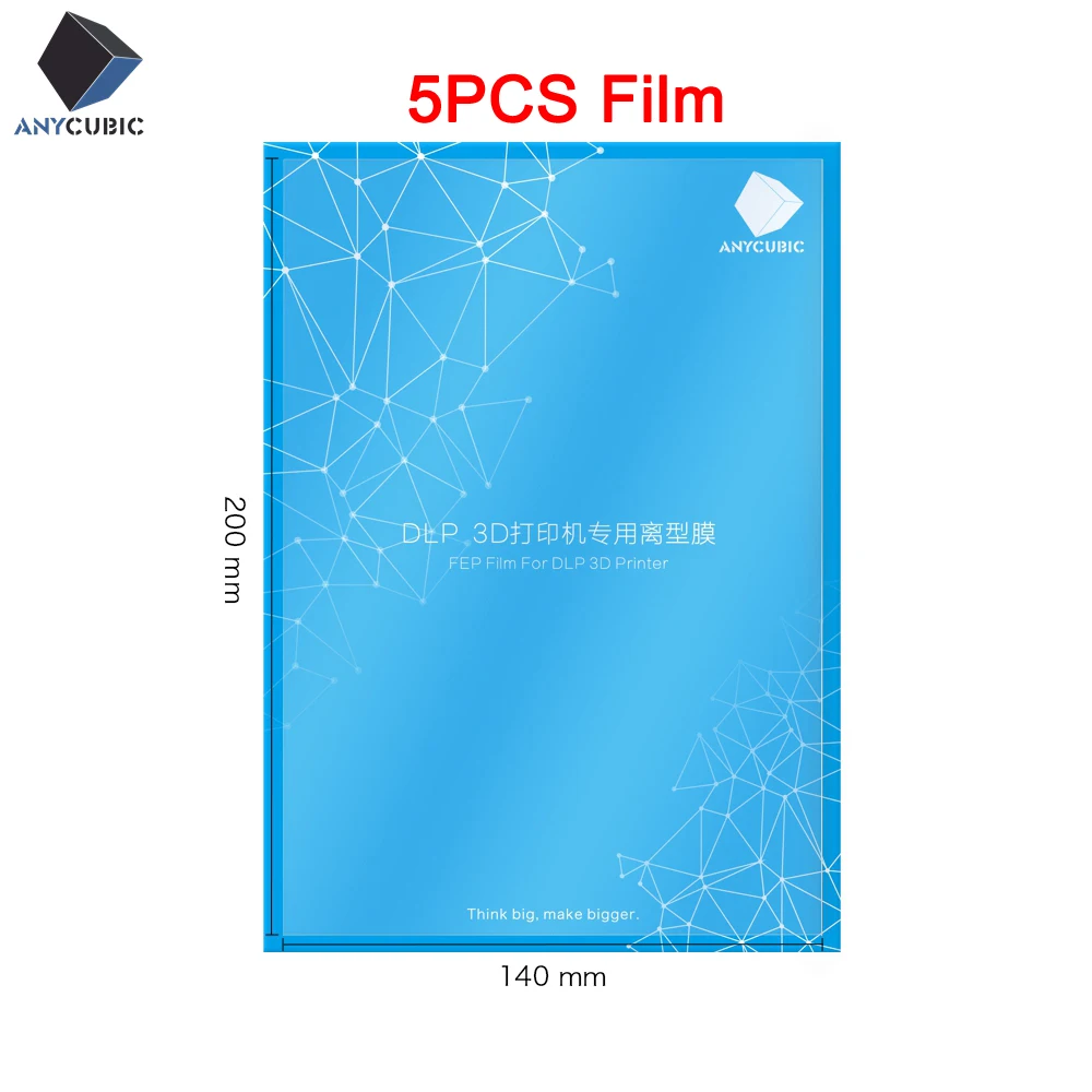 ANYCUBIC 5 шт./лот FEP пленка для Фотон S SLA/LCD 3D принтер 0 15-0 2 мм Fep 140x200 Принтер Нити impresora |