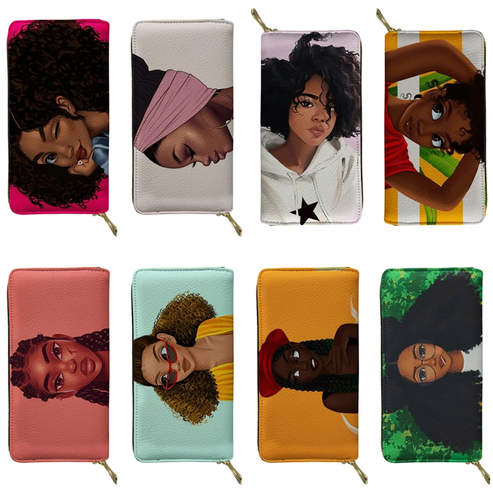 ELVISWORDS черный кошелек с рисунком африканских девушек Женский брендовый дизайн