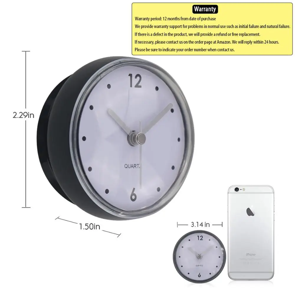 Часы для ванной водонепроницаемые IP24 настенные часы с присоской комнаты