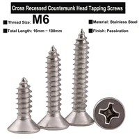 10pcs5pcs m6x16mm100mm sus304 stainless steel cross recessed 90%c2%b0 countersunk phillips head self tapping screws gb846