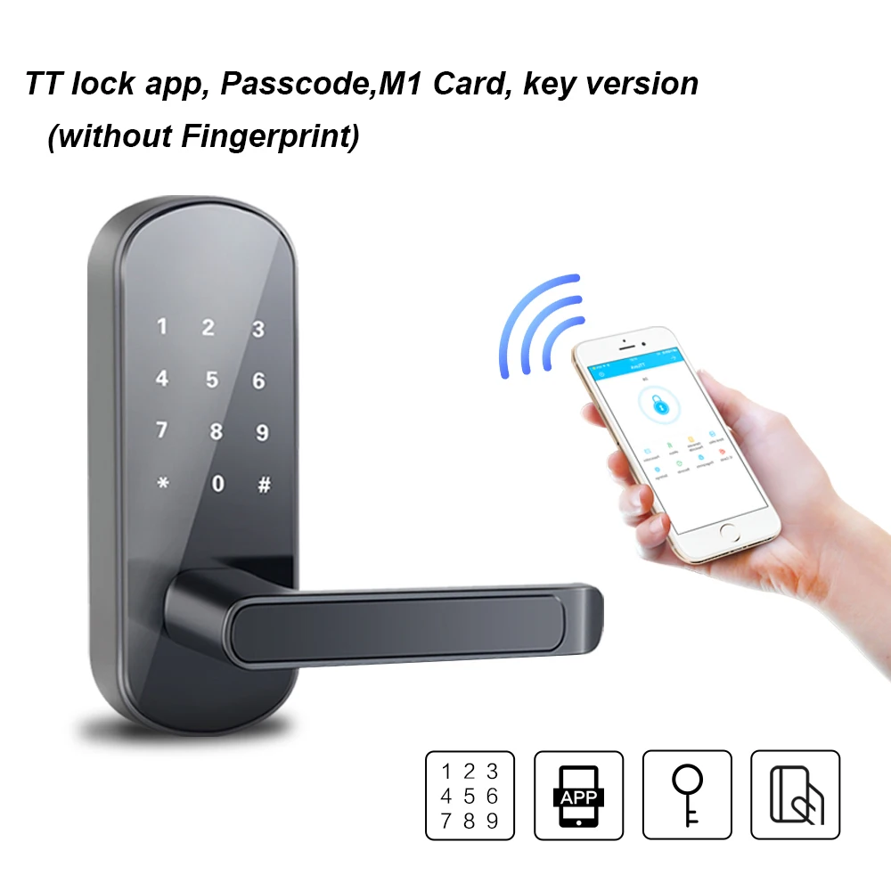 Without Fingerprint TTlock приложение отпечатков пальцев Умный Замок, wifi приложение Водонепроницаемая Кнопка pincode клавиатура электронный дверной замок, биометрический замок дистанционного управления - Цвет: Without Fingerprint