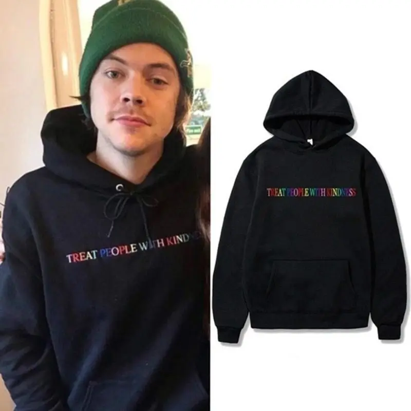 

Women Hooded Vintage Casual Letter Hip Hop Sweatshirt Casual Harry Styles Treat People With Kindness Hoodeds Winter Tops