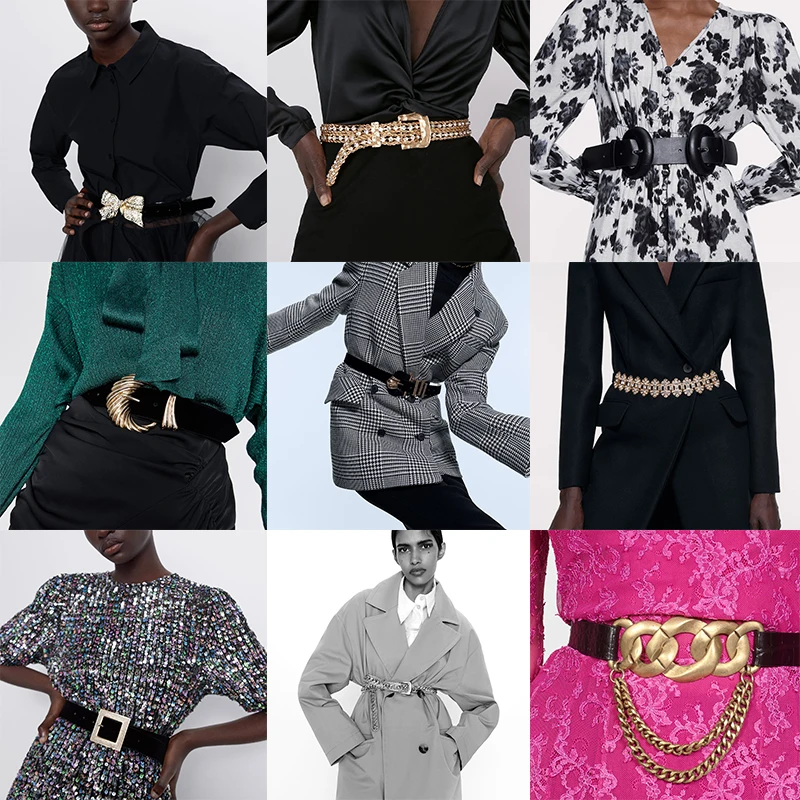 Женские винтажные ремни с металлической пряжкой ZA витой эксклюзивные аксессуары