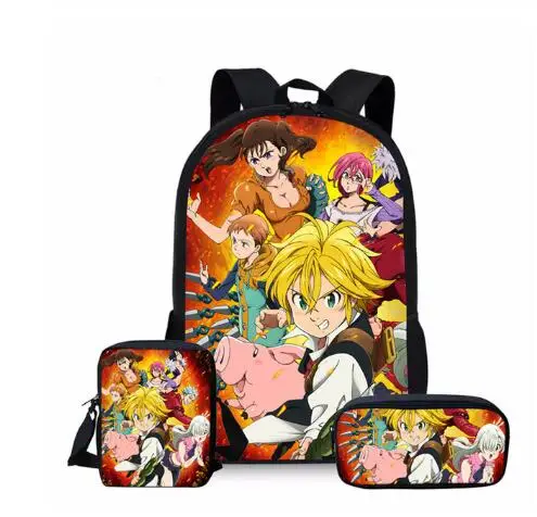 3 шт./компл. школьные сумки для детей аниме семь смертных грехов наплечная сумка