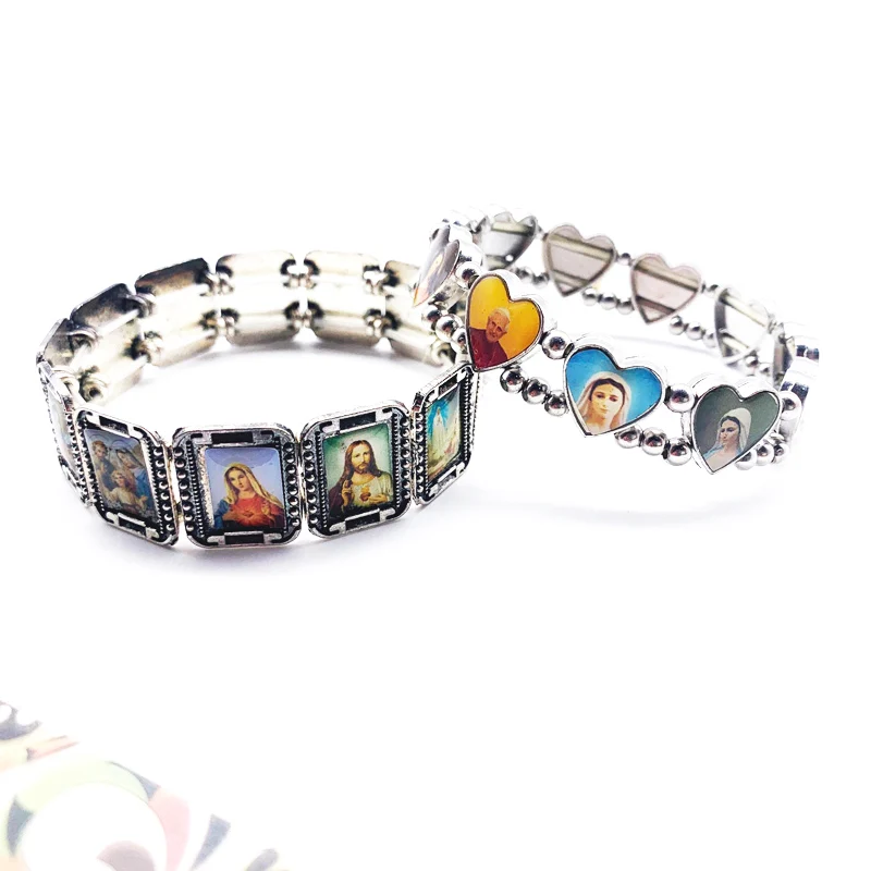 Религиозный Ретро Серебряный Иисус Ювелирное Украшение с иконой бусины сердце