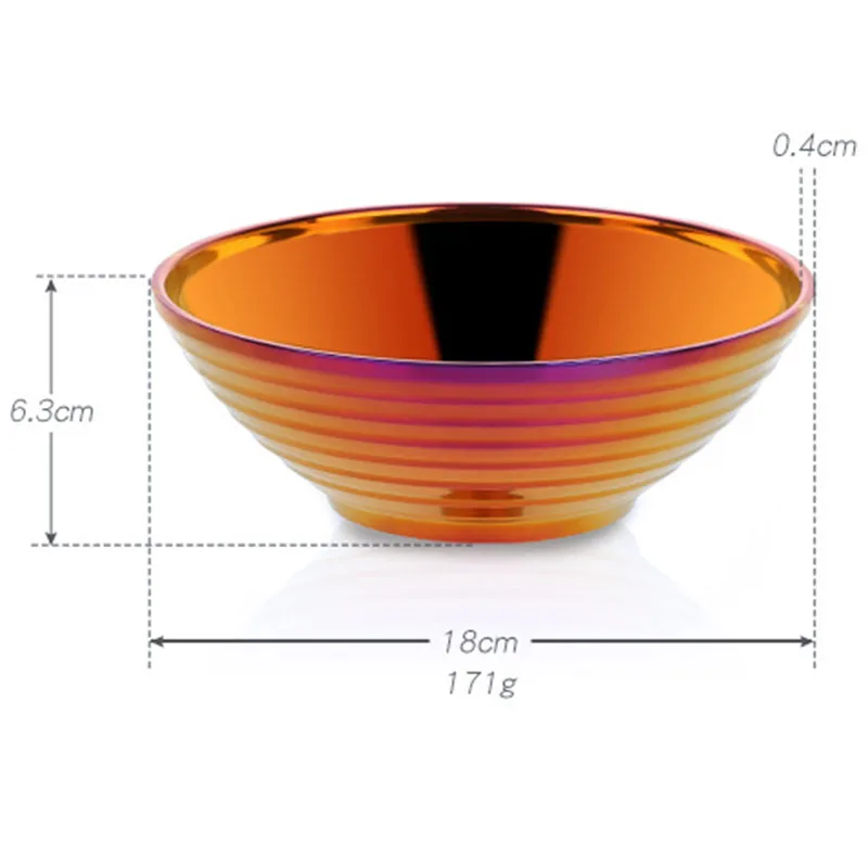 Round Noodle Food Bowl Double Layer Anti-Scalding Tableware for Hot Pot Sauce Soup Rice Big Ramen Stainless Steel Gold |