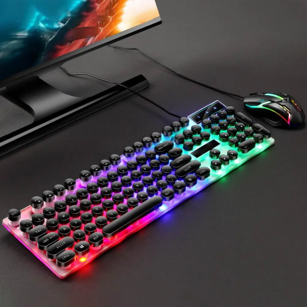 

GTX300 USB Wired Colorful LED Backlit Gaming Keyboard with Mouse for PC Laptop