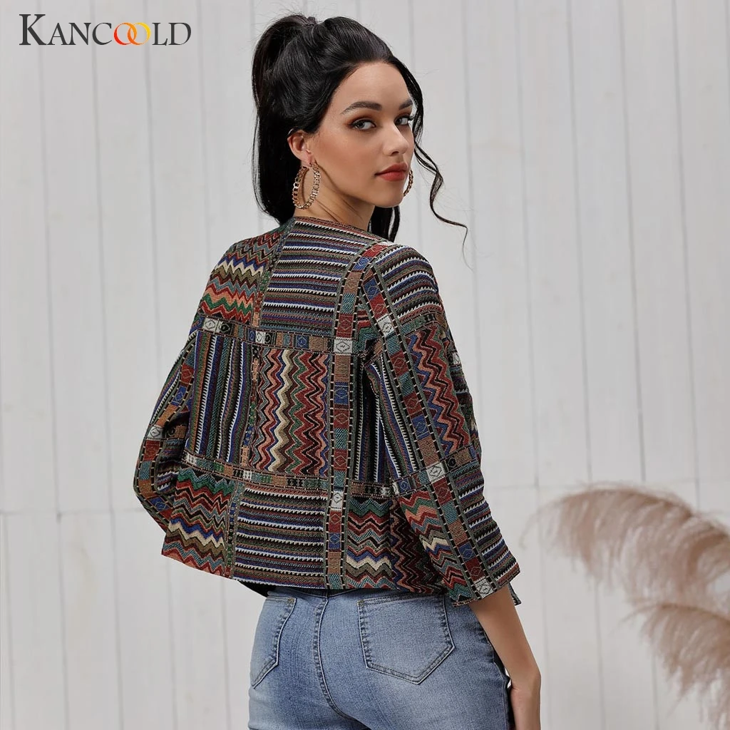 KANCOOLD пальто, женские куртки с вышивкой и v-образным вырезом в три четверти, винтажные модные новые пальто и куртки для женщин 2019AUG29