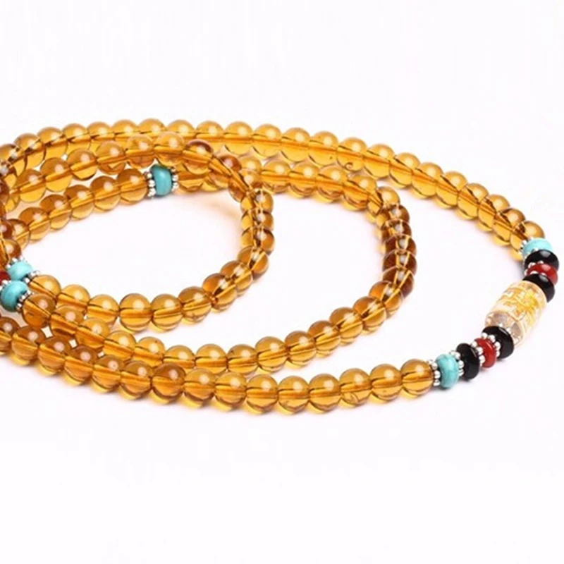 Couple Bracelets Vintage Glass Stone 4 Multi-layer Strands Woven Handmade Wrap with Buddhist Scriptures Pattern | Украшения и