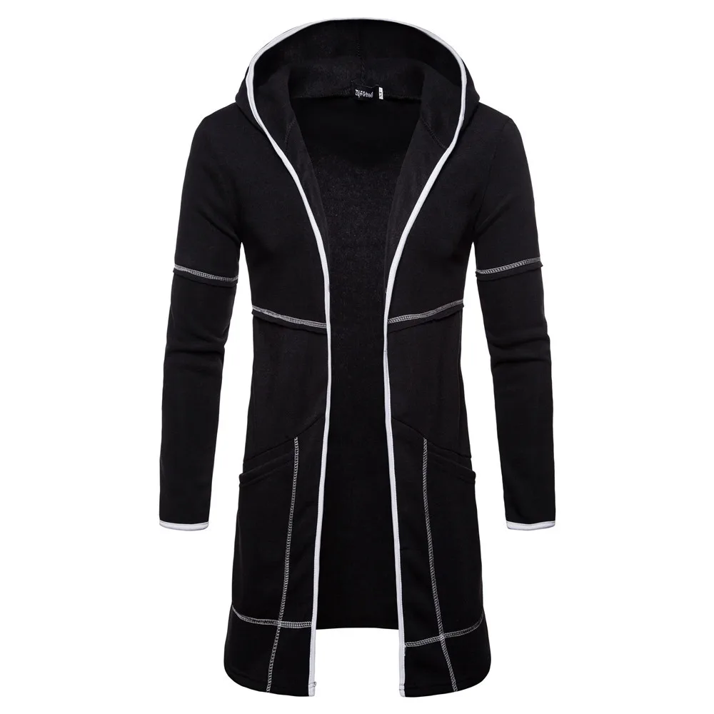 style 1-01 Мужской однотонный Тренч с капюшоном, длинное пальто, куртка, кардиган, верхняя одежда с длинным рукавом, мужское осеннее приталенное длинное пальто, верхняя одежда из флиса - Цвет: style 1-01