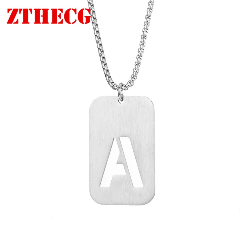 

Fashion Surname Name Initials Carved Military Nameplate Necklaces Women Male Stainless Steel Pendant Necklace Men Couple Jewelry